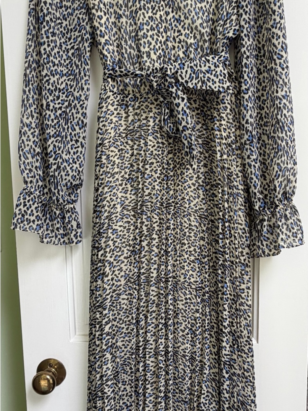 Buffalo David Bitton Blue and Cream Leopard Print Maxi Dress
